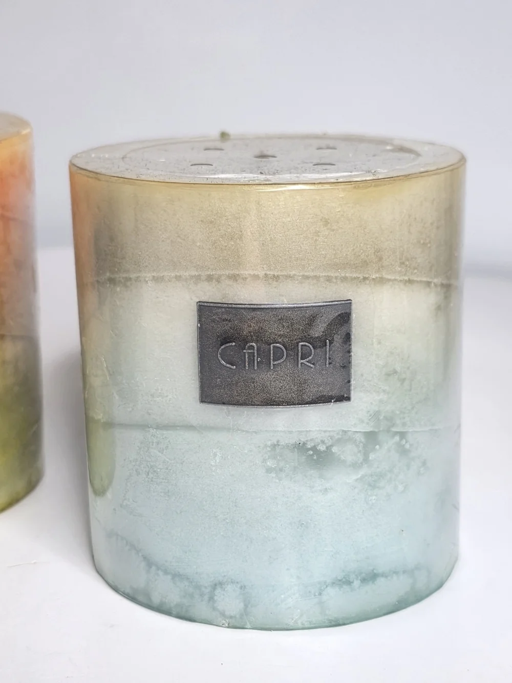 DW Home Capri Ombre Pillar Candle Set in Blue, Orange & Green